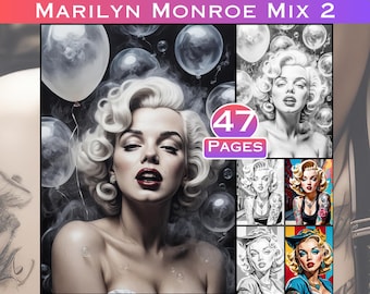 Marilyn Monroe Malvorlagen: 47 Graustufen Bilder für Erwachsene (Kommerzielle Nutzung) (PDF)
