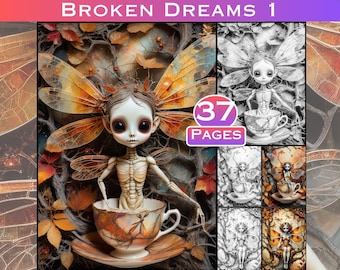 Creepy Fairy Grayscale Coloring Book: Dark Fantasy Art (Digital Download)