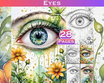 Eyes and Flowers Coloring Book: Dali-esque Landscapes (Digital Download)