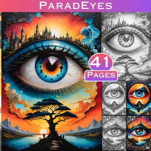 ParadEyes Surreal Grayscale Adult Coloring Book: Dali-esque Landscapes (Digital Download)