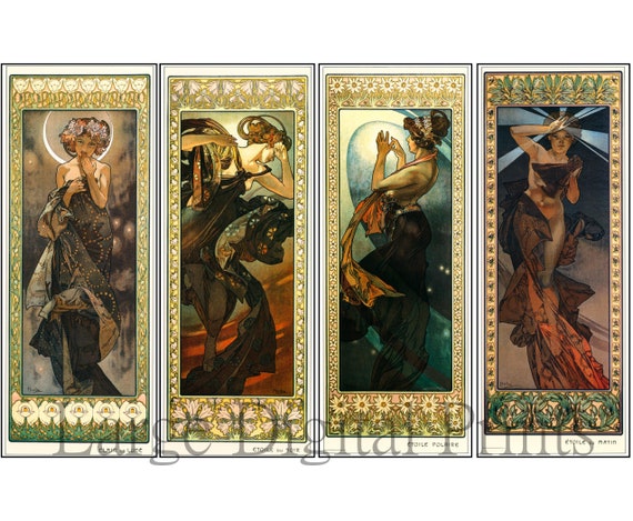 Alphonse Mucha 'moon and Stars' Art Nouveau Prints (digital