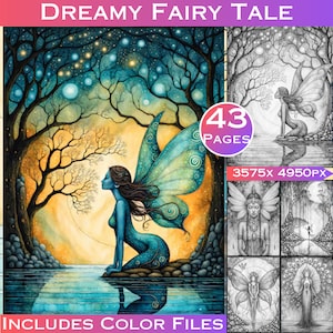 43 Dreamy Fairy Tale Fairies Coloring Pages Printable Adult Coloring Pages Download Grayscale Illustration Fairy Coloring Pages Fantasy
