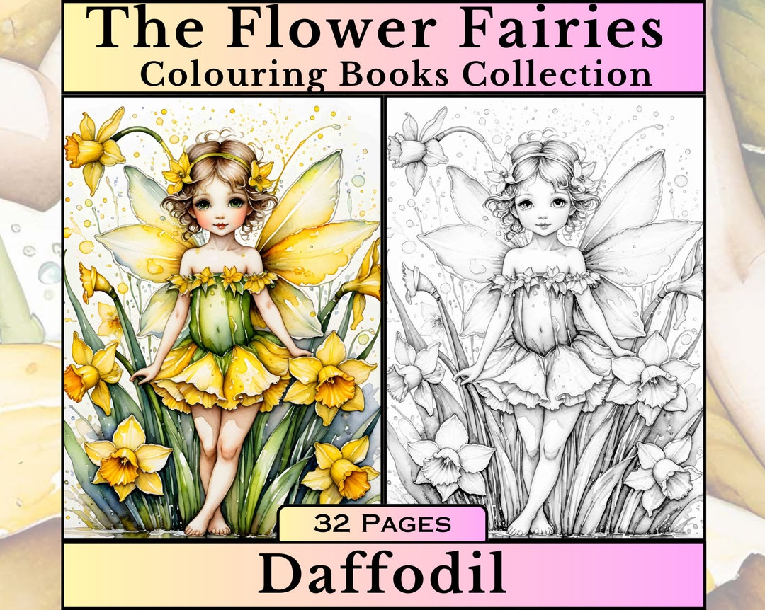 The Daffodil Flower Fairy Coloring Book. Adult Grayscale Coloring Book ...
