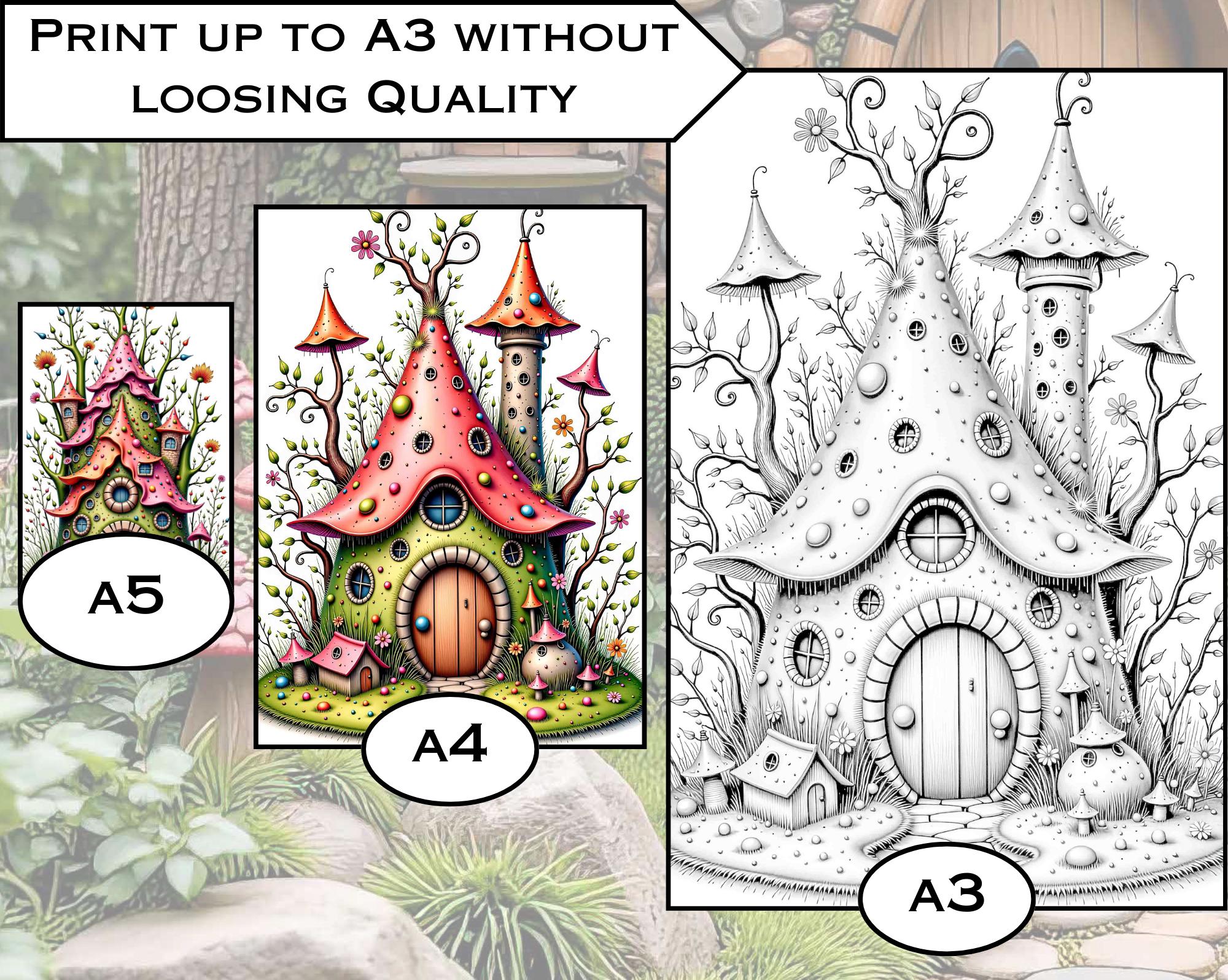 Enchanted Fairy Mushroom Villages Clipart & Coloring Book: 32 Pages ...