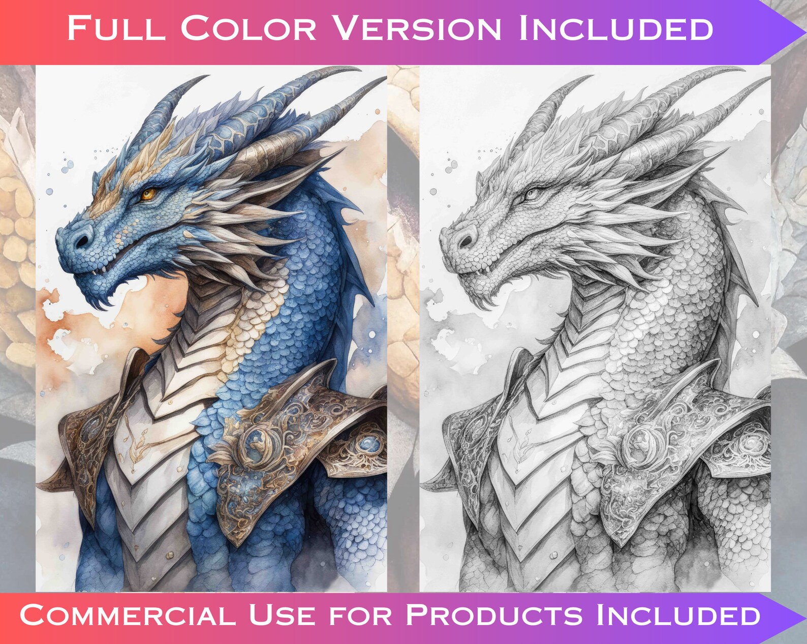 Majestic Dragons Adult Coloring Book: 30 Grayscale Pages (commercial ...