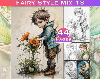 Fairy Grayscale Coloring Pages: Fantasy Art for Adults (Digital Download)
