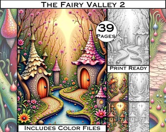 Fairy Valley Malbuch: Wunderliche Feenhäuser, 40 Seiten (Digital PDF)
