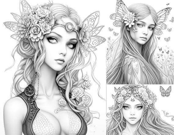 3 Flower Fairies Coloring Book Set 4 Printable Coloring Page for Adult  Coloring Book Digital Download Grayscale Coloring Pageanalyze Listing  (Download Now) 