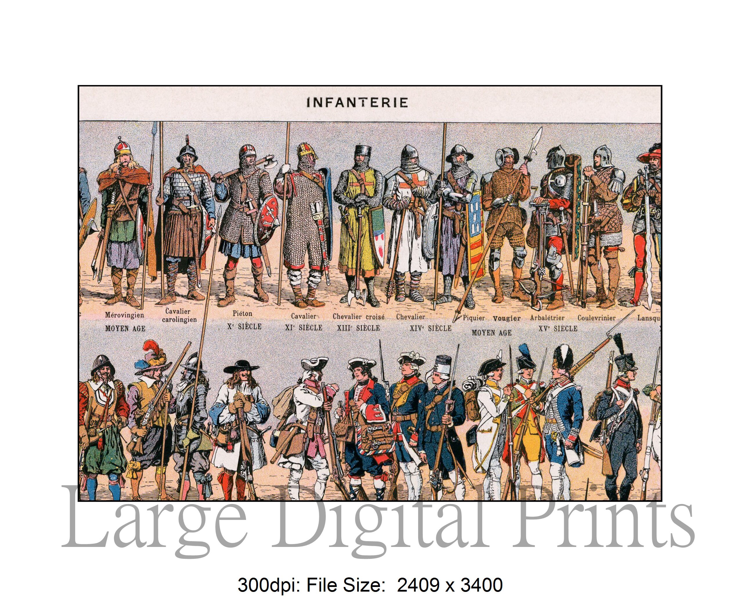 1930s Vintage Poster of the French Infantry Uniform