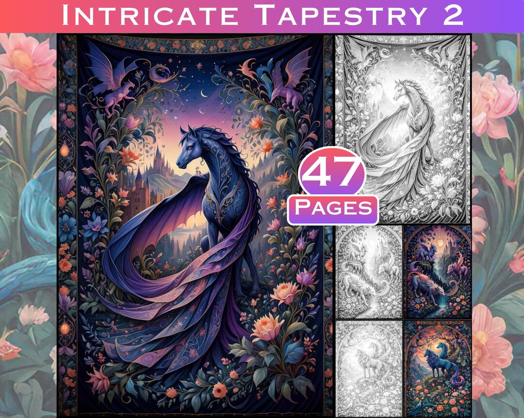 Medieval Tapestry 2 Grayscale Colouring Book: Intricate Greyscale ...