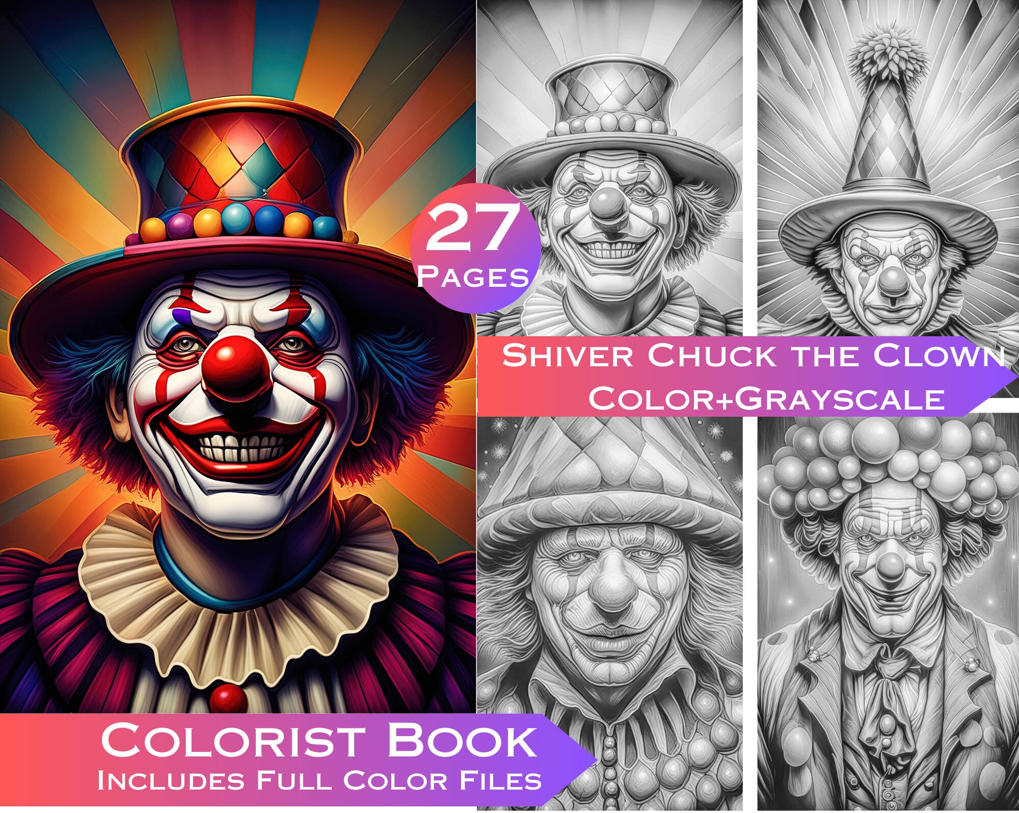 27 Scary Scary Clown Horror Coloring Pages Spooky Clown - Etsy
