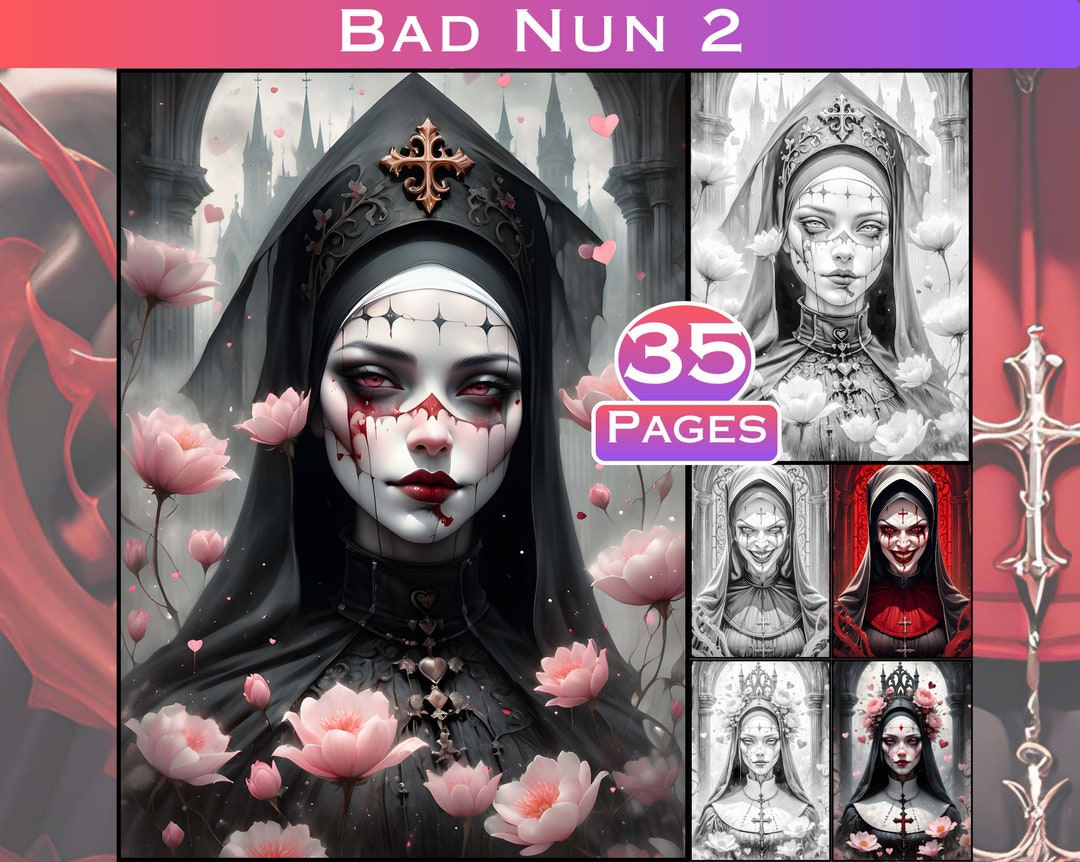 Bad Nun 2 of 3 Gothic Evil Nun Coloring Book to Print at Home ...
