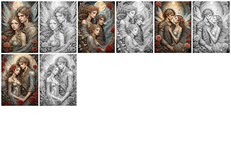Fairy Passion Grayscale Coloring Book: Romantic Fantasy Art (Digital Download) image 8