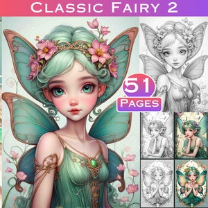 51 Classic Fairy Set 2 Grey Scale Digital Colouring Pages. Fantasy Grayscale Adult Coloring Book Digital Download with Colour Files Included