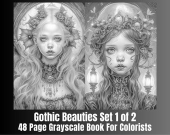 Gothic Beauties Coloring Book: 39 Printable Pages (Digital Download)