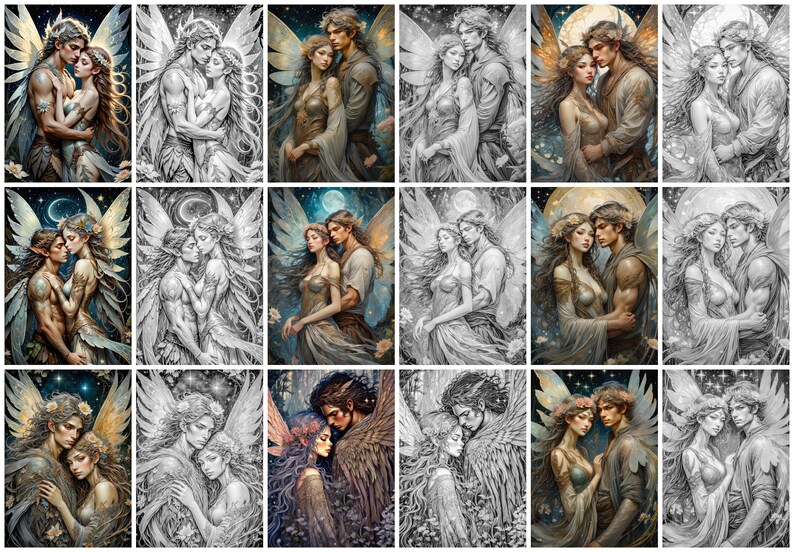 Fairy Passion Grayscale Coloring Book: Romantic Fantasy Art (Digital Download) image 7