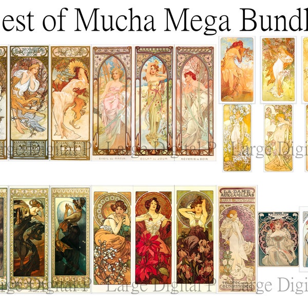 Mega Alphonse Mucha Collection Bundle-Sammelset. Die Edelsteine, Die Sterne, Die Jahreszeiten, Die Jahreszeiten, Die Kamelien