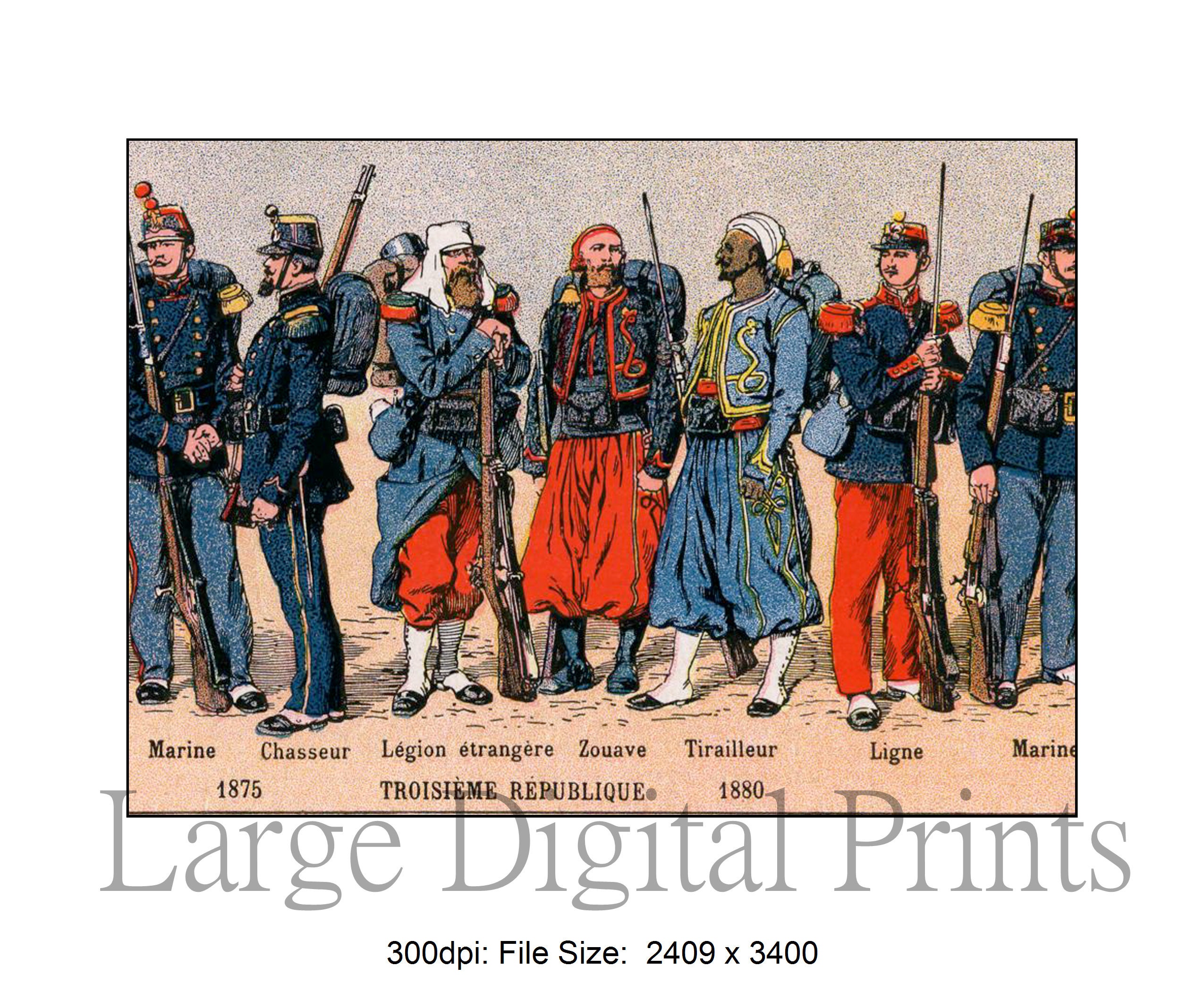 フランス軍　第3外人歩兵連隊　タペストリー 1930s Vintage Poster of the French Infantry Uniform