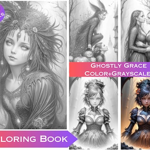 45 Ghostly Grace Halloween Coloring Pages: Printable Pumpkin Sheets (Commercial Use) (Digital Download)
