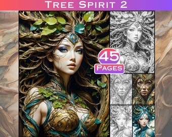 Tree Spirit Grayscale Coloring Book: Celtic Tree of Life (Digital Download)