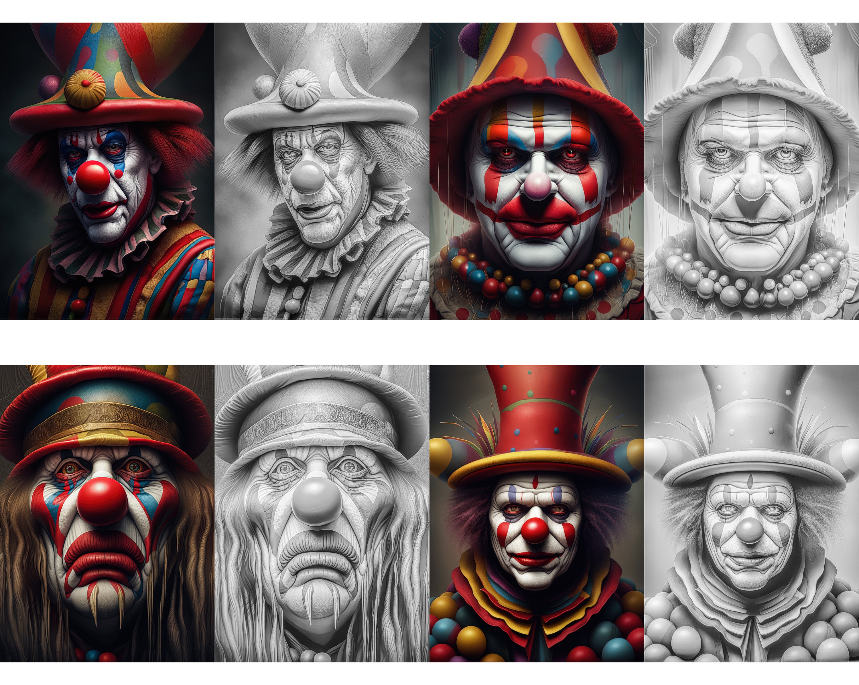 27 Scary Creepy Clown Horror Coloring Pages Scary Clown - Etsy