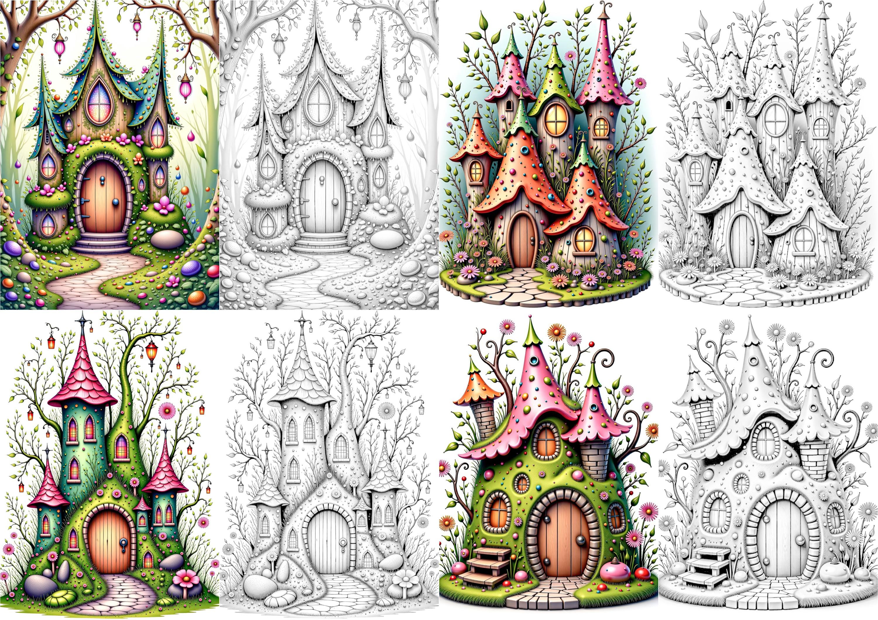 Enchanted Fairy Mushroom Villages Clipart & Coloring Book: 32 Pages ...