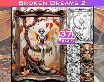 Creepy Fairy Grayscale Coloring Book: Scary Adult Coloring Pages (Digital Download)