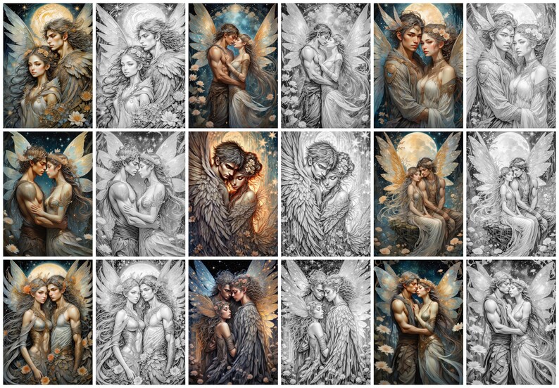 Fairy Passion Grayscale Coloring Book: Romantic Fantasy Art (Digital Download) image 6
