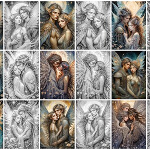 Fairy Passion Grayscale Coloring Book: Romantic Fantasy Art (Digital Download) image 5