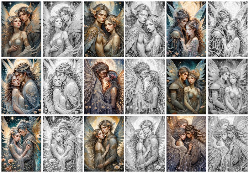 Fairy Passion Grayscale Coloring Book: Romantic Fantasy Art (Digital Download) image 5