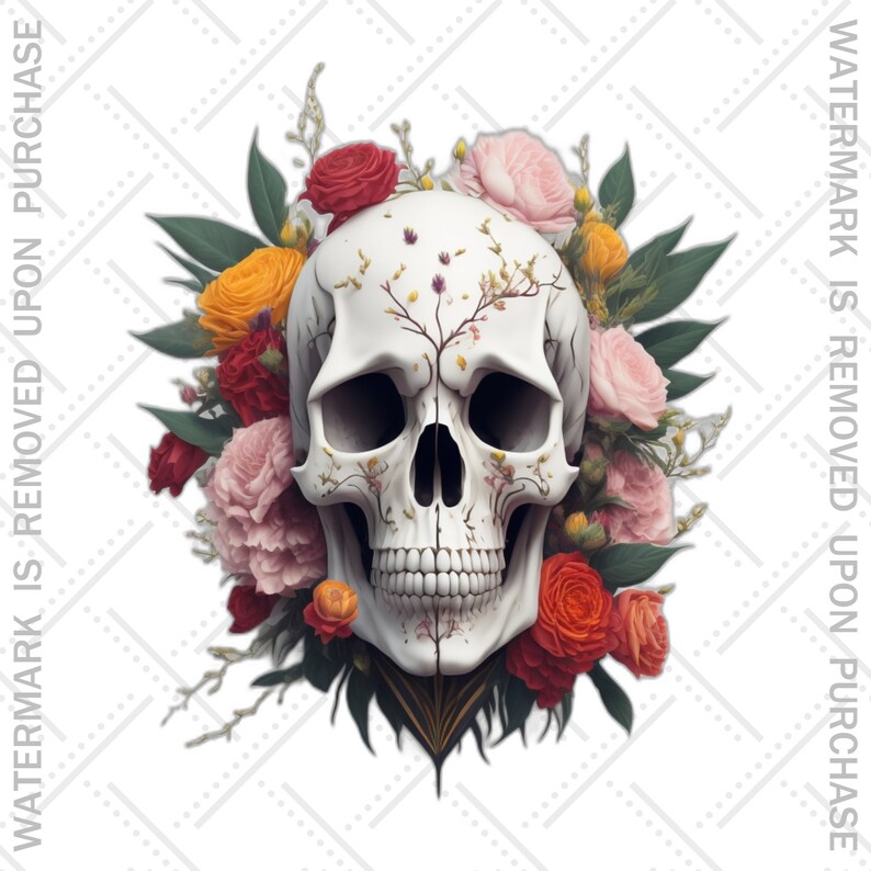 Skull Bouquet Svg File Floral Skull Digital Art Cut File - Etsy