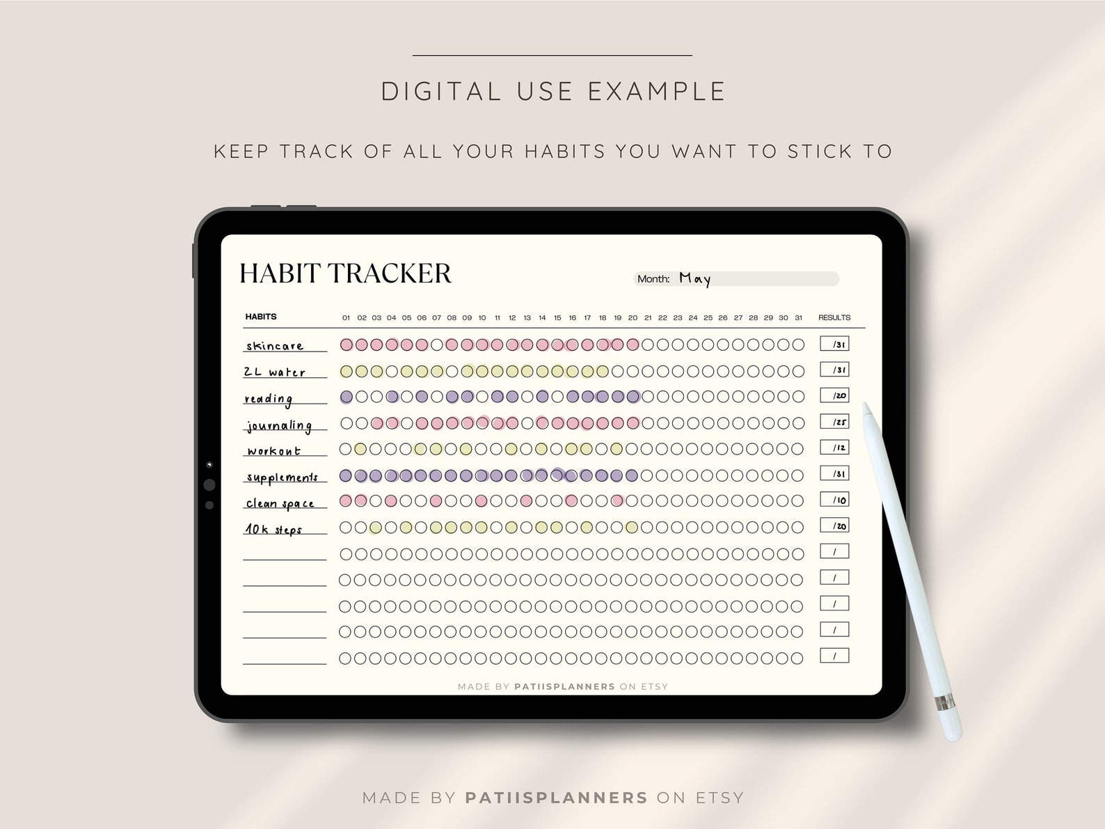 Monthly Habit Tracker | Digital & Printable | Goodnotes | Minimalist ...
