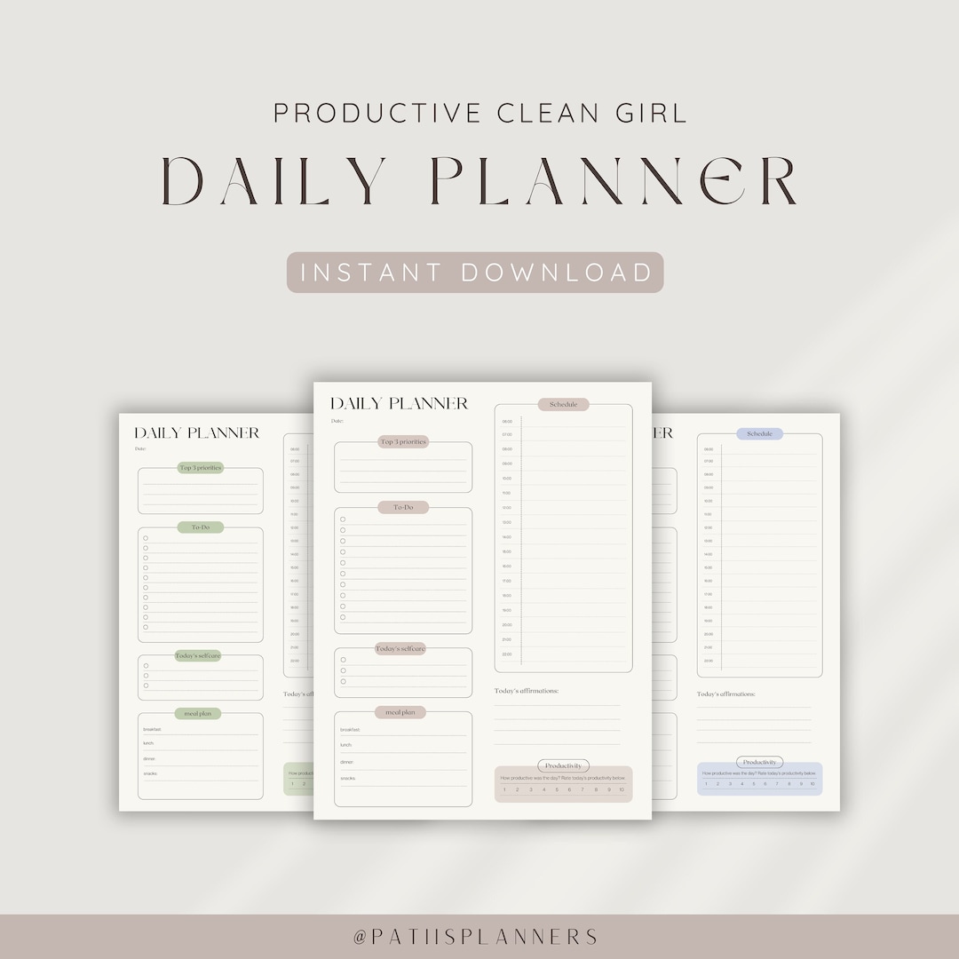 Digital Daily Planner | Clean Girl Planner | Daily to Do List | iPad ...