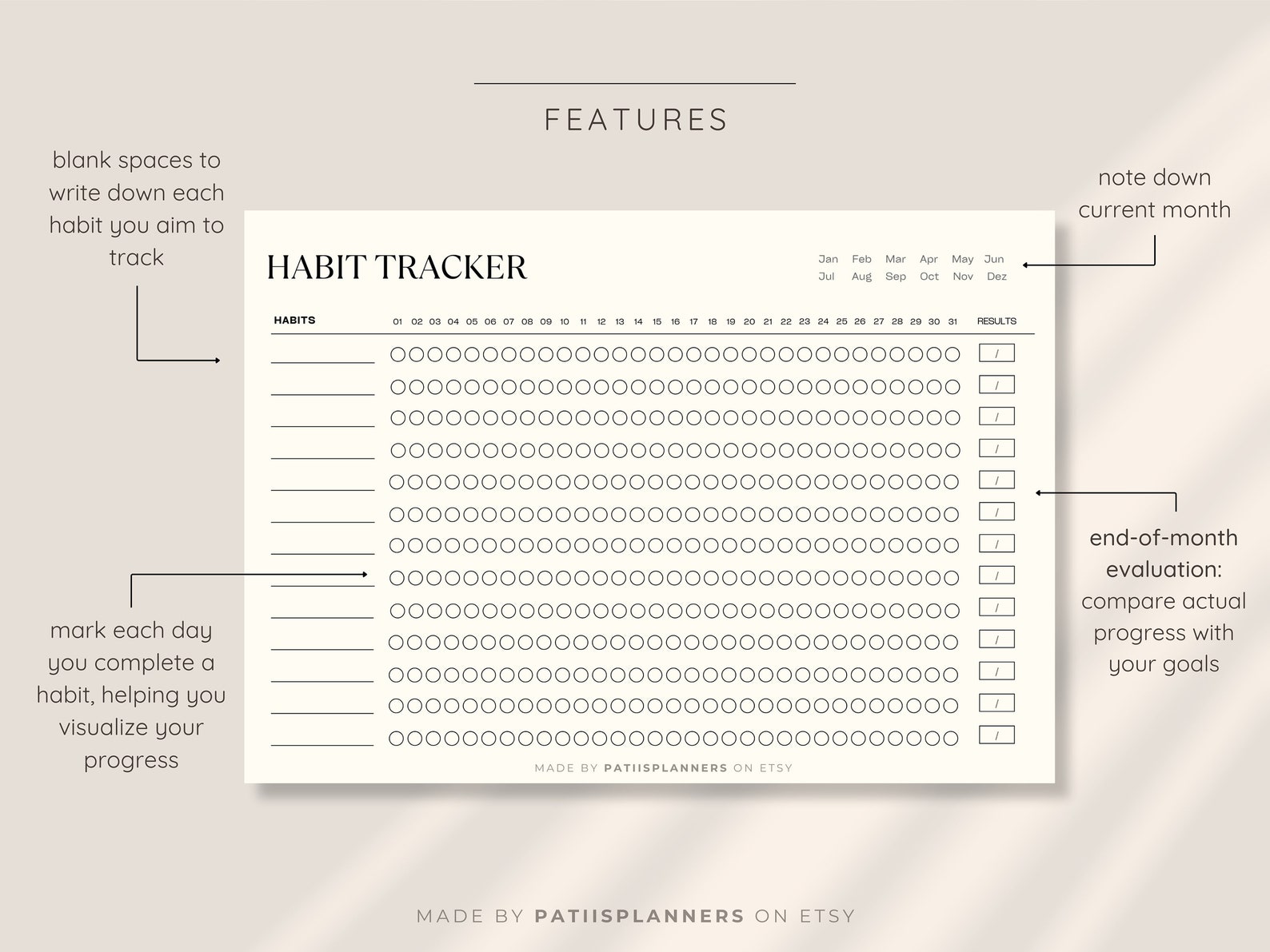 Monthly Habit Tracker | Digital & Printable | Goodnotes | Minimalist ...