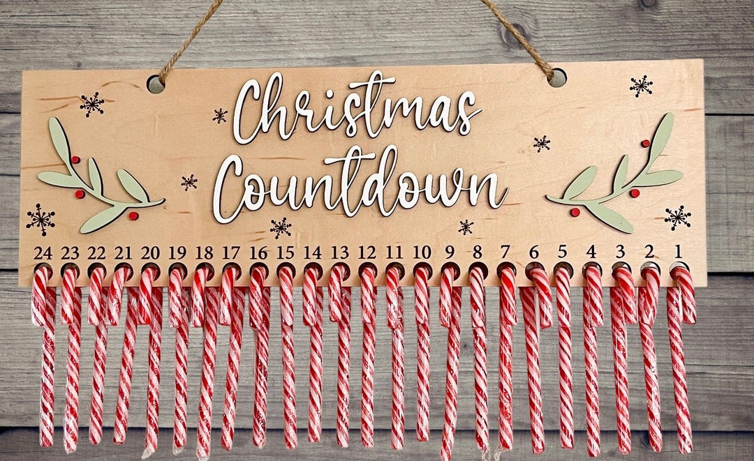 Christmas Candy Cane Count Down Holidays Gift Advent Calendar Etsy