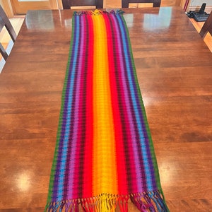 Vibrant table runner, they are all handmade by Mayan people from my community in Guatemala.