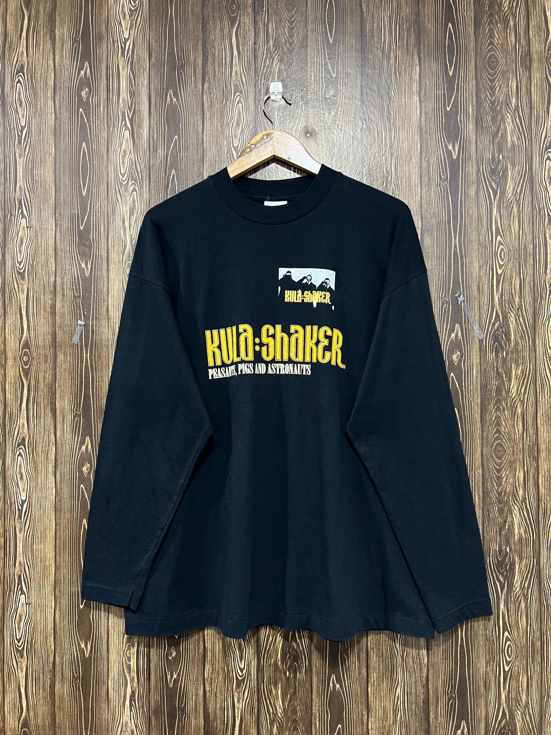 Kula Shaker XL Tシャツ 金色プリントネイビー Kula shaker shirt - Etsy 日本