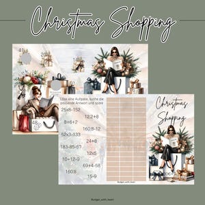 Christmas Shopping Klappkarte, Sparchallenge, Umschlagmethode, Budgeting, passend A6 Binder