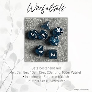 Dice sets, set of different dice, suitable for budgeting, board games, etc.