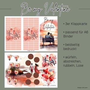 Be my Valentine Klappkarte, Sparchallenge, Umschlagmethode, Budgeting, passend für A6 Binder