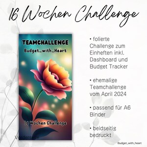 Team Challenge - 16 weeks savings challenge, budgeting, envelope method, suitable for A6 binders