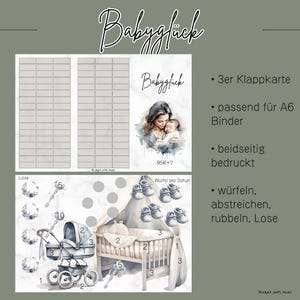 Babyglück Klappkarte, Sparchallenge, Umschlagmethode, Budgeting, passend für A6 Binder