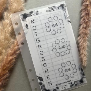Notgroschen Umschlag, Handmade, Budgeting, Umschlagmethode, passend für A6 Binder