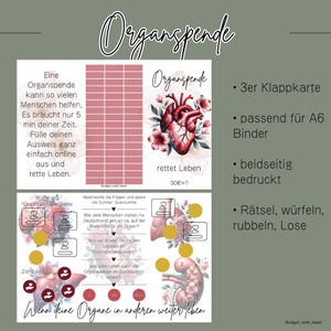 Organspende Klappkarte, Sparchallenge, Umschlagmethode, Budgeting, passend für A6 Binder
