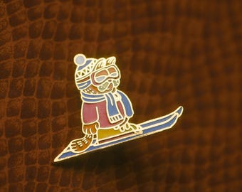Vintage 1978 Garfield Ski Pin — Enamel Gold-Tone Lapel Pin by Star Power Taiwan