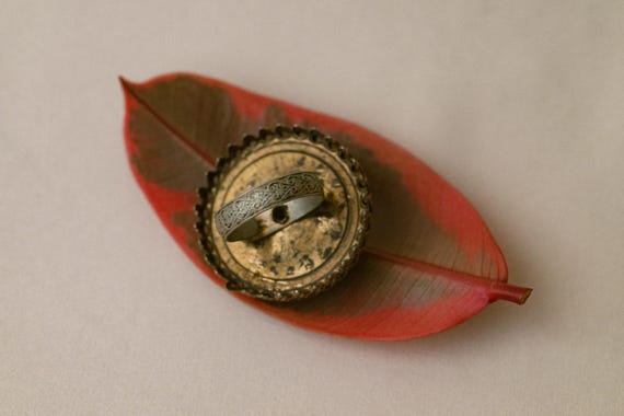 Vintage Adjustable Statement Ring with Red Marble… - image 4