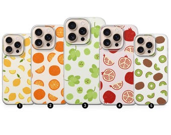 Funda para teléfono con estampado de frutas, bonita y colorida, estética para iPhone y Samsung Pixel.
