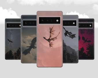 Funda de teléfono con diseño de dragón volador, estilo cuento de fantasía, para Pixel 9, 8, 7 Pro, iPhone 16, 15, 14, 13 Pro, 11 XR, Samsung S24, S23, A9, A73, A55 y A15