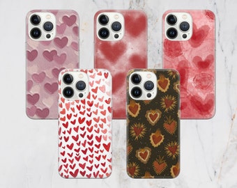 Funda para teléfono con diseño de corazones, bonita y romántica, para iPhone, Samsung Pixel, regalo de San Valentín.
