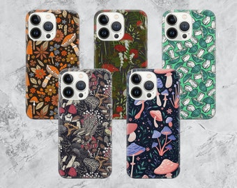 Funda para teléfono con diseño de hongos, estilo rústico, estilo cottagecore, para iPhone, Samsung Pixel, regalo natural.